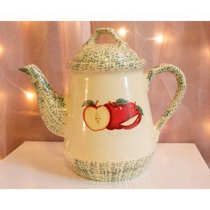 1995 THT Tea Pot - Apple Design, Green, Heavy, Beautiful